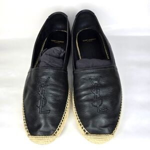 Saint Laurent Lambskin Monogram Espadrilles 43 Black
